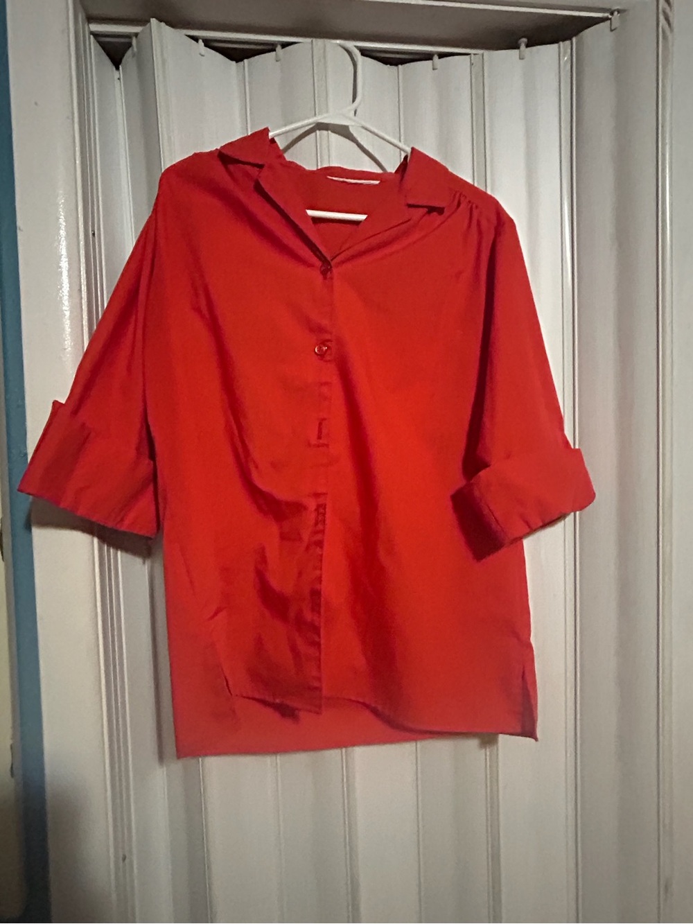 Women's Red Button-Front Blouse Sz L